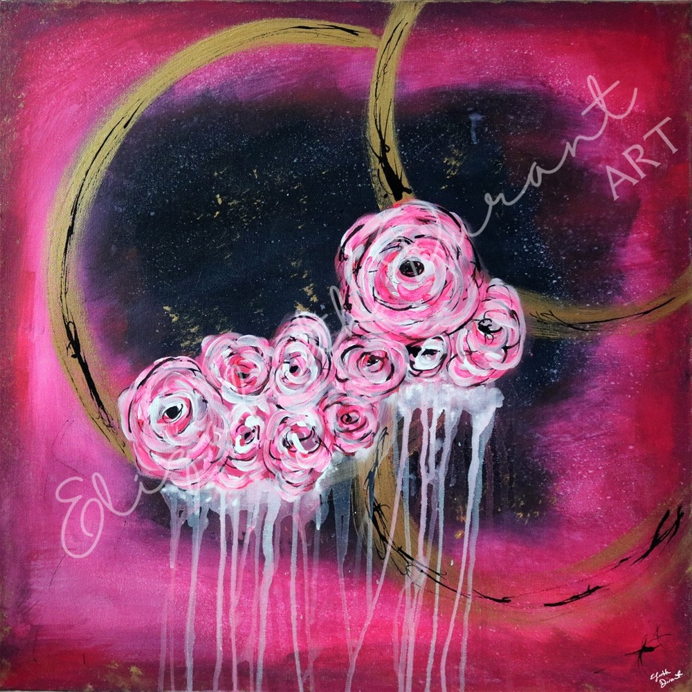 golden moons dripped flowers. Witchy free spirit celestial, dark light look.
